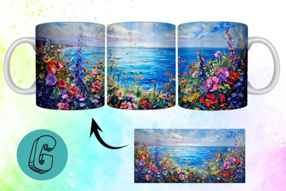 3D Oil Paint Floral Garden Mug Wrap 05 - A Versatile Graphic Asset