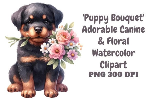 Adorable Canine Floral Clipart for Blog and Web Design