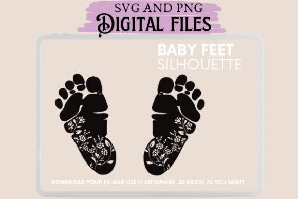 Baby Feet Floral Silhouette Graphics for Blog and Website Design
