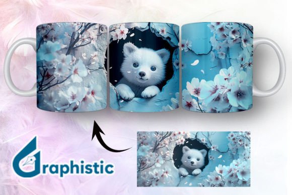 Bear Floral Break Through Mug Wrap 07 - Graphics for Creative Projects