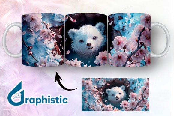 Bear Floral Break Through Mug Wrap 09 Graphics