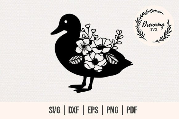 Duck Flower Bouquet Svg - Floral Animals Graphics