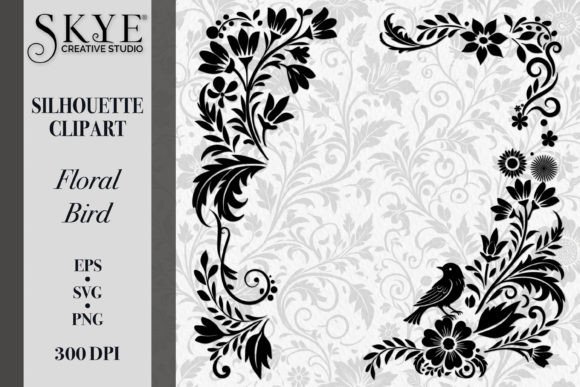 Elegant Floral Bird Silhouette SVG 09 for Handmade Projects