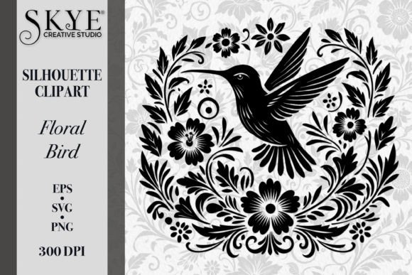Elegant Floral Bird Silhouette SVG 17 for Crafting