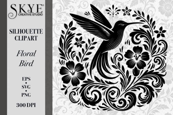 Elegant Floral Bird Silhouette SVG 18 for Branding and Graphics