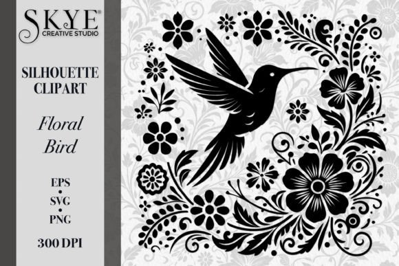 Elegant Floral Bird Silhouette SVG 20 for Crafting