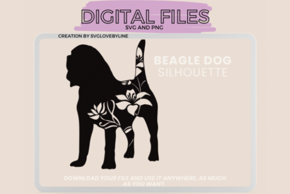 Floral Beagle Dog Silhouette Graphics for Digital Sellers