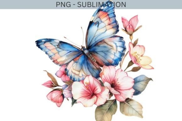 Floral Butterfly PNG for Embroidery Projects