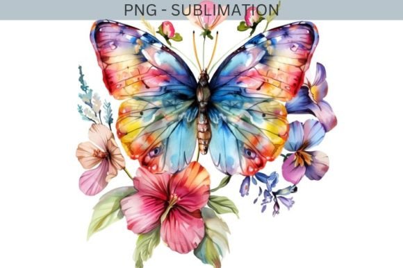 Floral Butterfly PNG for Spring Sublimation Graphics