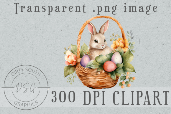 Floral Easter Bunny Eggs in Basket - A Versatile Graphic Design Asset