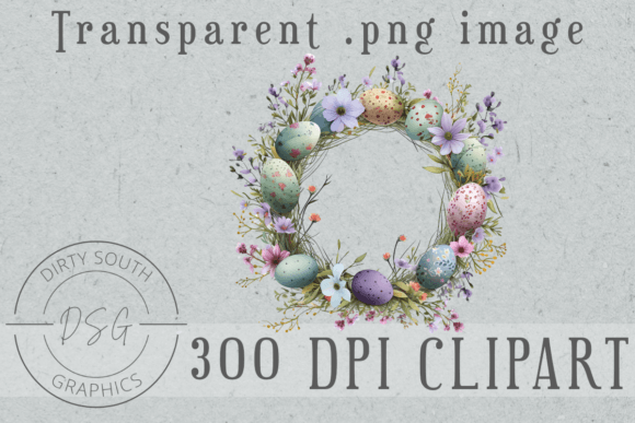 Floral Easter Egg Wreath Graphic for Digital Selling