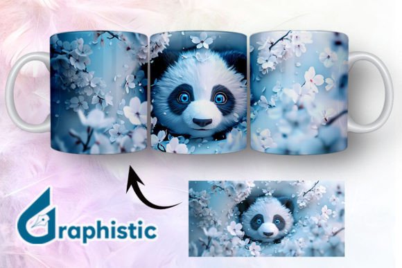 Floral Panda Break Through Mug Wrap 06 - A Versatile Graphic Asset