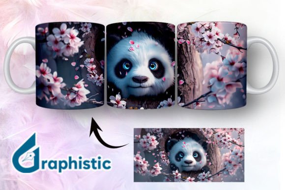 Floral Panda Break Through Mug Wrap 14 - Graphics for Handmade Creations