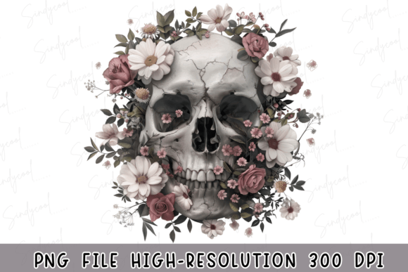 Floral Skull Gothic Clipart for Crafting and Design