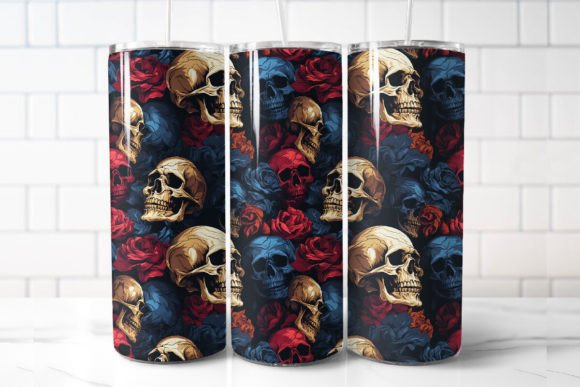 Floral Skulls Tumbler Wrap Graphic Design
