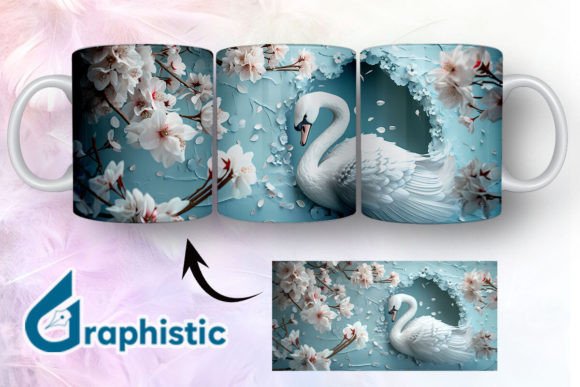Floral Swan Break Through Mug Wrap 19 Graphics