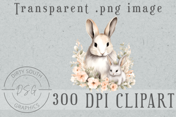 Floral Watercolor Easter Bunnies - A Graphic Illustration for Local Branding