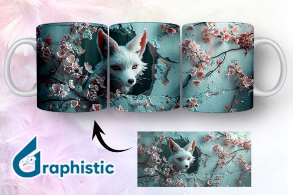 Fox Floral Break Through Mug Wrap 23 Graphics