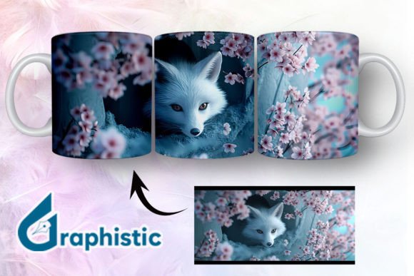 Fox Floral Break Through Mug Wrap 31 - A Versatile Graphic Design Asset