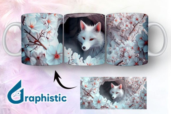 Fox Floral Break Through Mug Wrap 38 Graphics