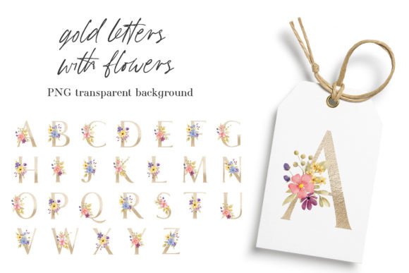 Gold Floral Monogram Graphics for Branding & Design