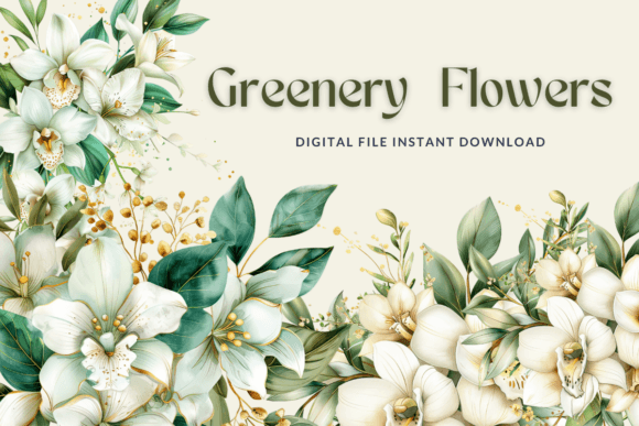 Greenery Watercolor Floral Bouquets - A Versatile Graphic Design Asset
