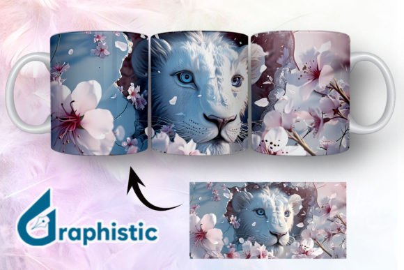 Lion Floral Break Through Mug Wrap 11 Graphics