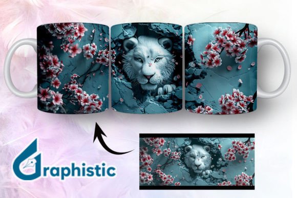 Lion Floral Break Through Mug Wrap 18 Graphics