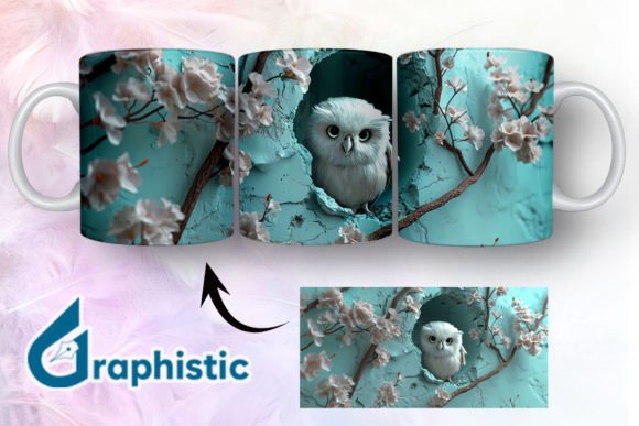Owl Floral Break Through Mug Wrap 13 - A Versatile Graphic Design Asset