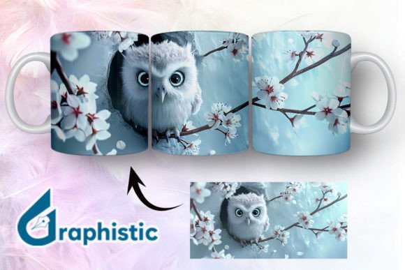 Owl Floral Break Through Mug Wrap 14 – A Graphic Design Asset for Local Brands