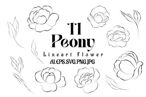 Peony Floral Line Art SVG Clipart for Graphics and Freebies
