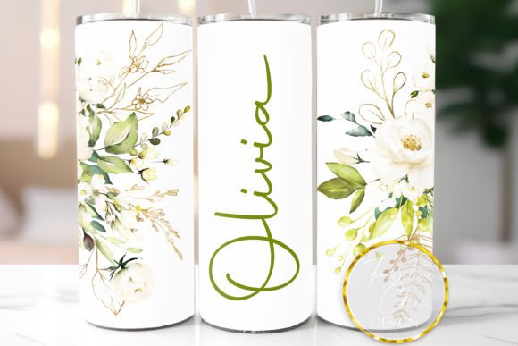Personalized Tumbler Wrap Floral Design for Graphic Projects