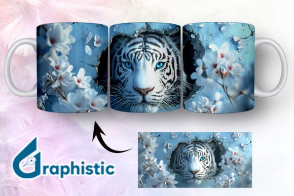 Tiger Floral Break Through Mug Wrap 16 Graphics