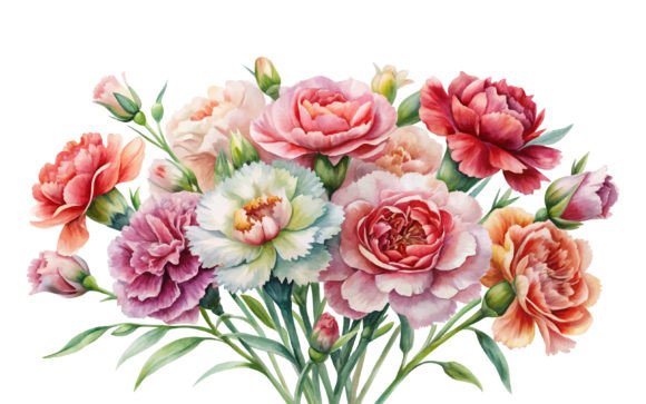 Watercolor Carnation Floral Design for Branding and Marketing