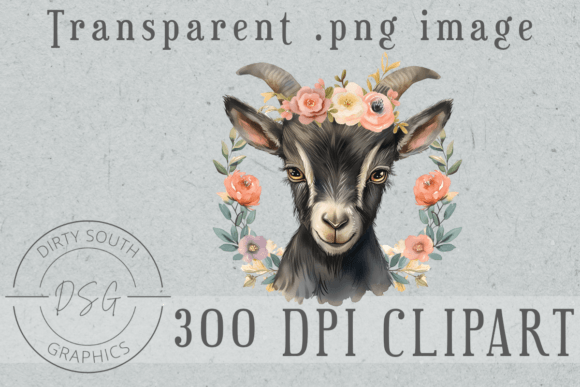 Watercolor Floral Goat Graphics Review
