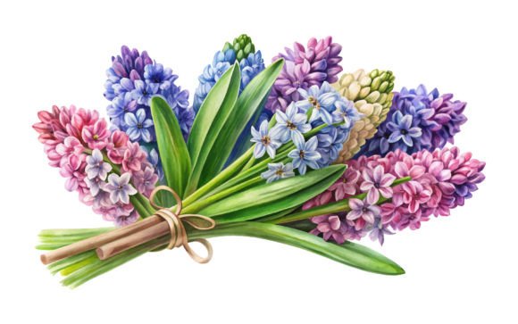 Watercolor Hyacinth Floral Design or V