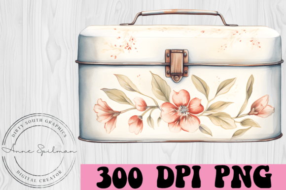 Watercolor Vintage Floral Tin Box Graphic Review